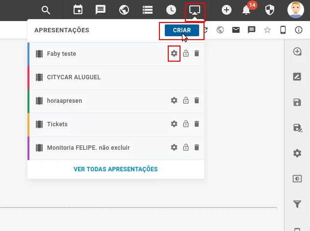 Apresentador Interface